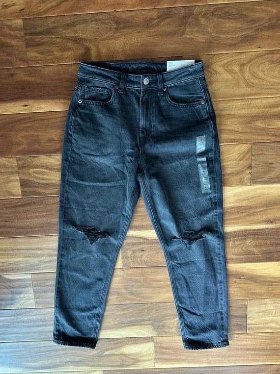 American Eagle Outfitters Black Strigid Mom Jeans size 2 X-Short