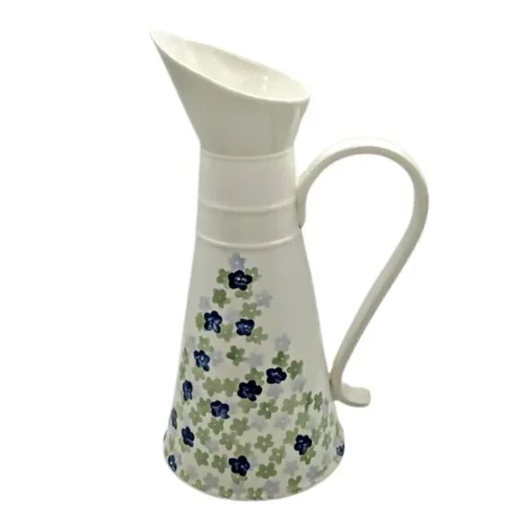 French Country Farmhouse Floral Ceramic Pitcher