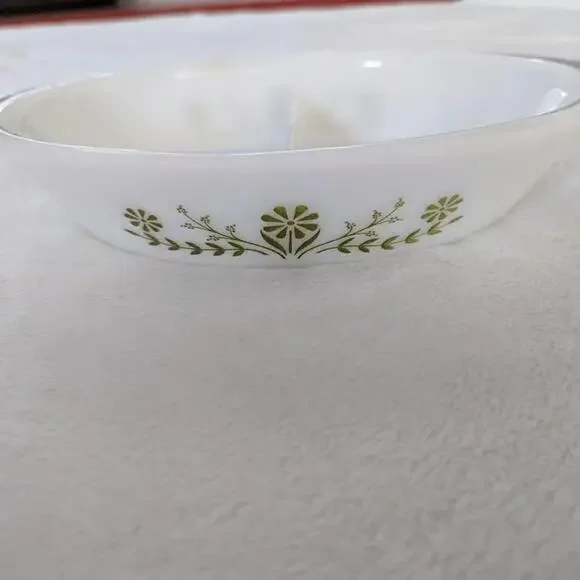 Glasbake Vintage Milkglass Divided Tray
