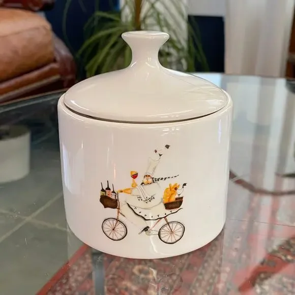 Oneida Kitchen Chefs To Go Jennifer Garant White‎ Sugar Bowl with Lid