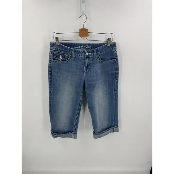 INC Denim‎ Blue Button Zipper Closure 5 Pocket Jeans Womens Capri Size 8