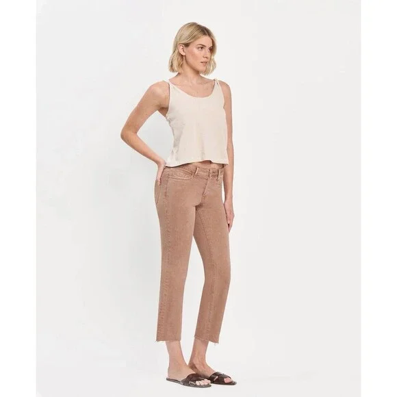Vervet Jeans Melissa Mid Rise Stretch Straight Brown Denim NWT Women’s 32 / 14