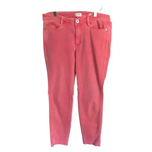J.Jill Denim Authentic Fit Jeans 6 Womens Slim Slit‎ Ankle Mid Rise Red Bottoms