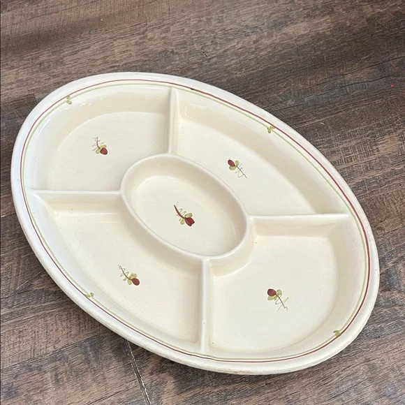 Vietri, Italy! Fiori Di Bosco 5-Part Relish Tray Oval Serving‎ Dish