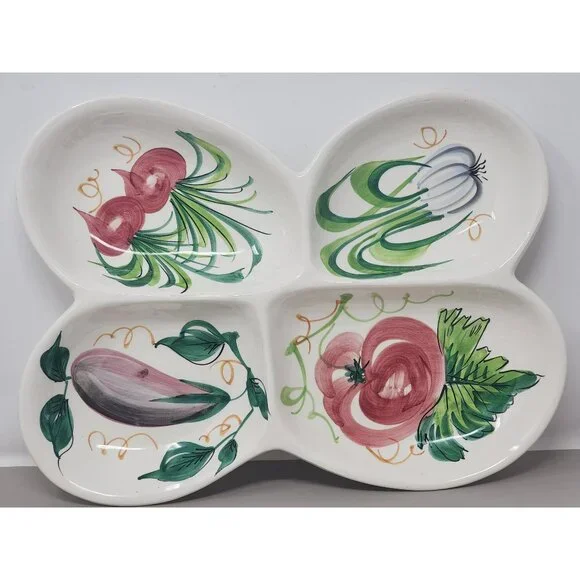 Vintage Made in Italy‎ Platter Divided Vegetable Tray /Plate 4 Sections