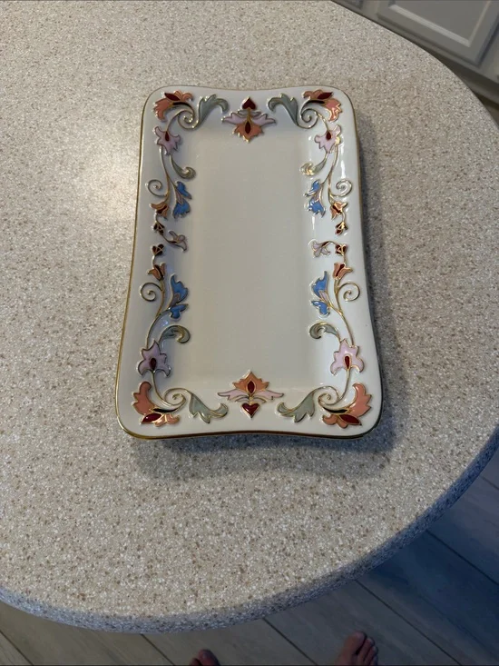 Lenox Cream Porcelain Serving Platter with Gold Accents