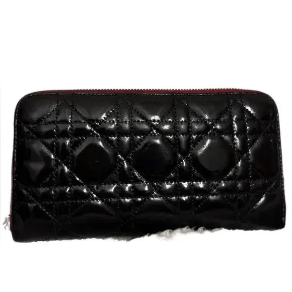 AUTHENTIC Dior Lady Dior Zippy Wallet- REDYED CONDITION