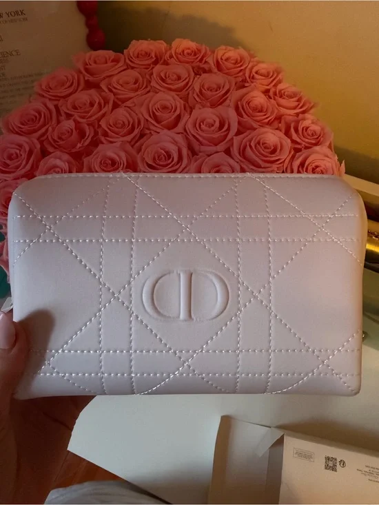 Dior white makeup bag