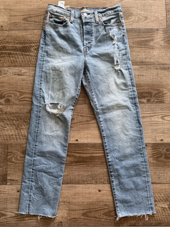 Levi's Light Blue Slim Straight Distressed Jeans