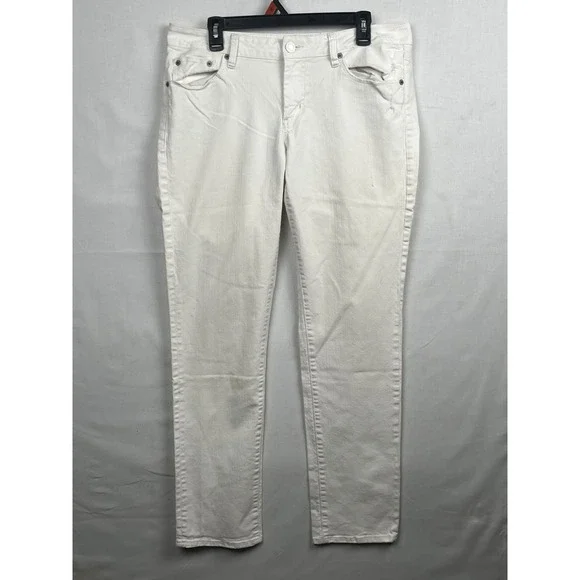 American Eagle White Denim Jeans Womens Size 14 Regular Stretch Straight Leg