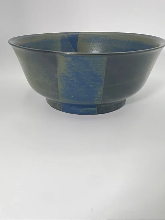 Nancy Patterson-Lamb  Style Iron Mountain Stoneware 10”Bowl.  Blue Green.