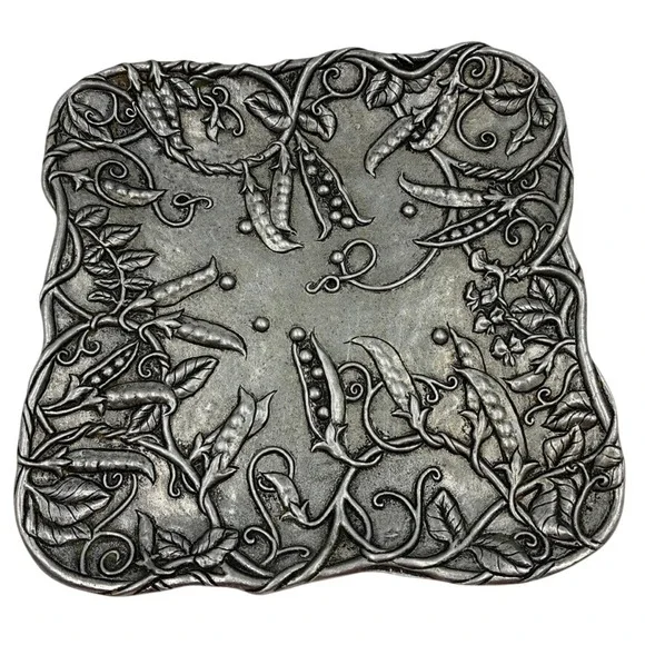 Carson Statesmetal Industries Art Nouveau Pea Pod‎ Trinket Dish Tray Pewter USA