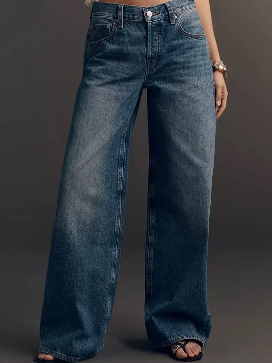 Etica Wide-Leg Jeans in Washed Blue