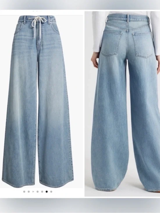 Madewell Super Wide Leg Drawstring Light Blue Women's Jeans