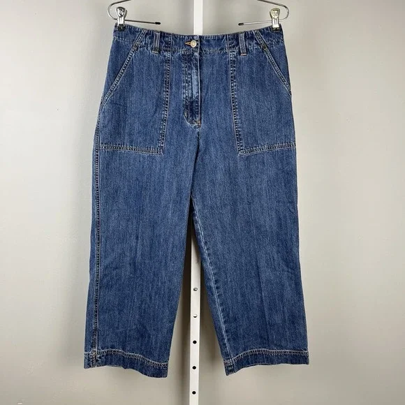 Vintage Jones‎ NY Sport Denim Capri Jeans Womens Size 8 Wide Leg Cropped