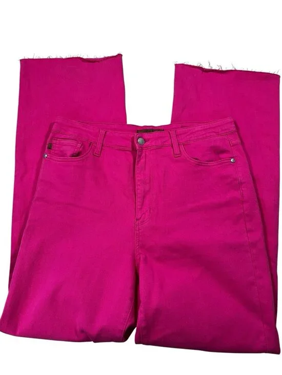 Judy Blue Hot Pink Garment Dyed 90's Straight Jeans Women’s Size 15/32