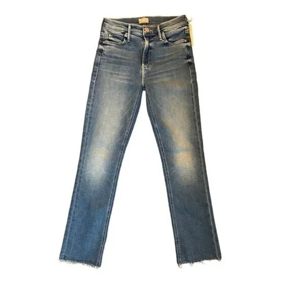 NWT MOTHER Denim Mid Rise Dazzler Ankle Fray Medium Wash 25x27 MSRP $238