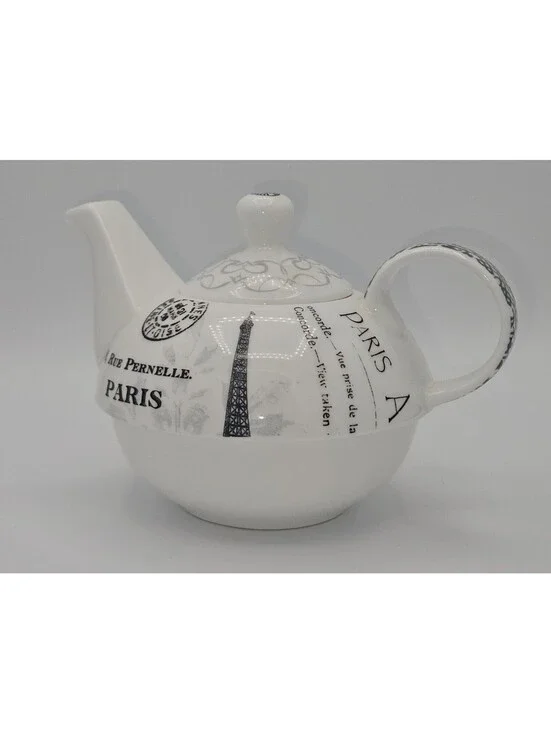 Paula Scaletta PPD Paris Postcard Bone China Teapot Eiffel Tower