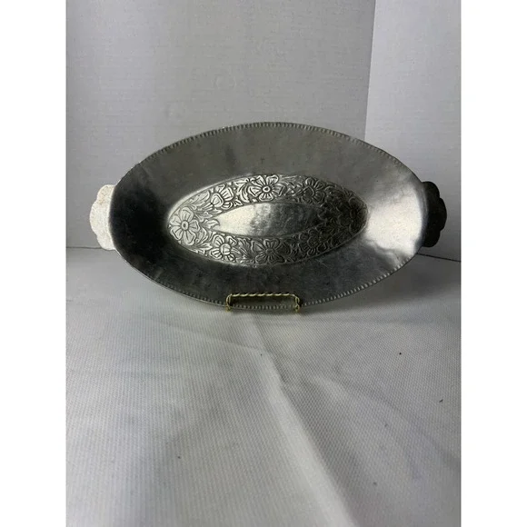 Hand Forged‎ Steel Serving Dish With Flowers