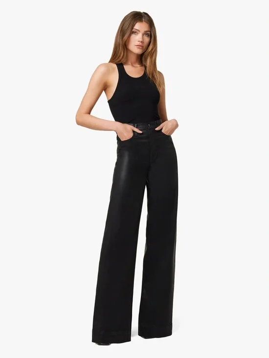 Joes Jeans The MIA High Rise Wide Leg Black Coated Denim
