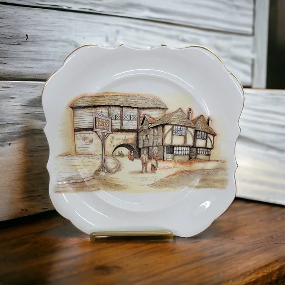 VTG Square Plate Lancasters Englishware Hanley‎ England The Jolly Drover 7.75