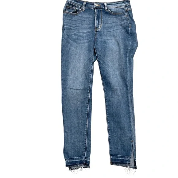 Judy Blue Skinny Jeans Women 9/29 Blue Frayed Hem Ankle‎ Slit Stretch JB82422MD
