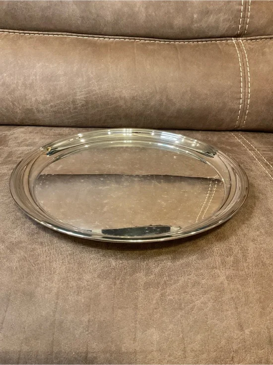 Vintage Round Silver Plated Serving Tray