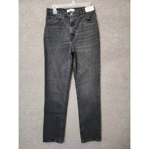 Abercrombie Fitch 90s Straight Jeans Womens 28 6 Long Gray NEW