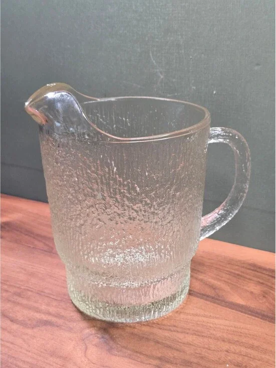 Vintage Indiana Glass Crystal Ice Pitcher Bark Textured Barware