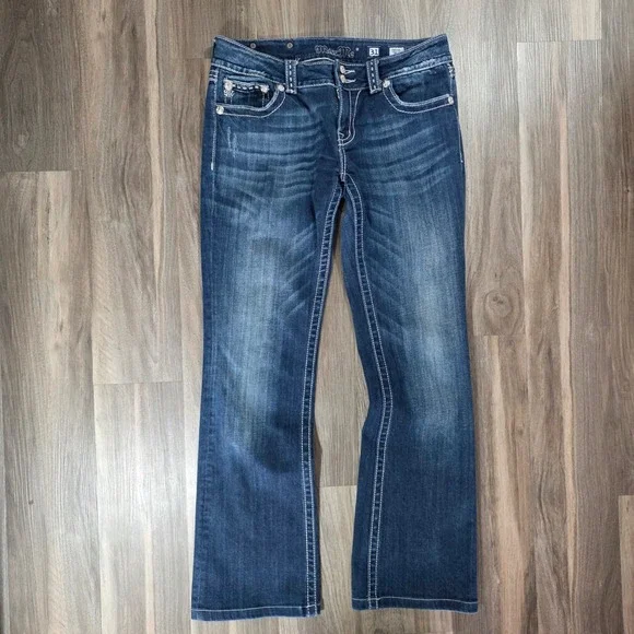 Miss‎ Me Bootcut Jeans JPW5066-2 Dark Wash Embellished Flap Pocket Womens 31