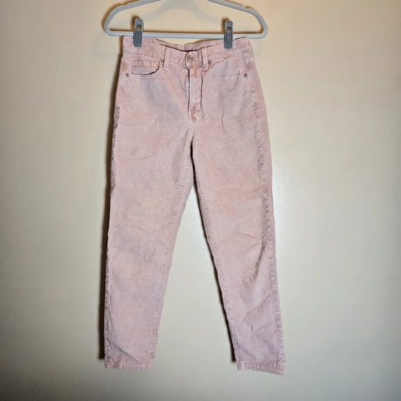 American Eagle Super Stretch Light Pink Corduroy Mom Jeans Size 2 Women's Salmon