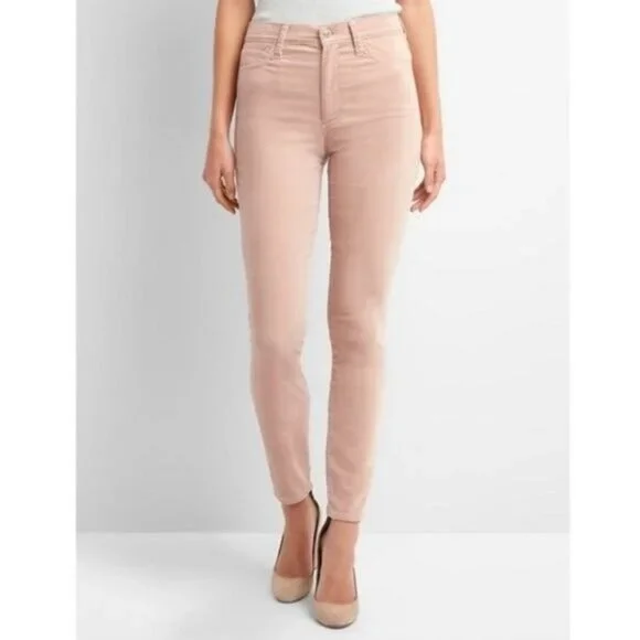 GAP 1969 True Skinny Super High Rise Velour Light Pink Jeans Size 26R