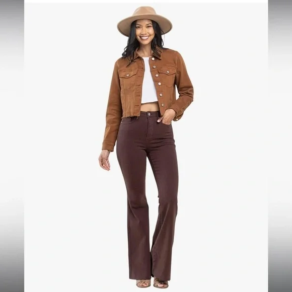 Judy Blue Country Chic Espresso Chocolate Hued High-Waist Flare Jeans 88803 14w