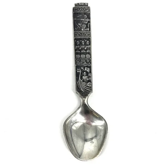 Vintage Konge Tinn Norwegian Pewter Serving Spoon 8.5