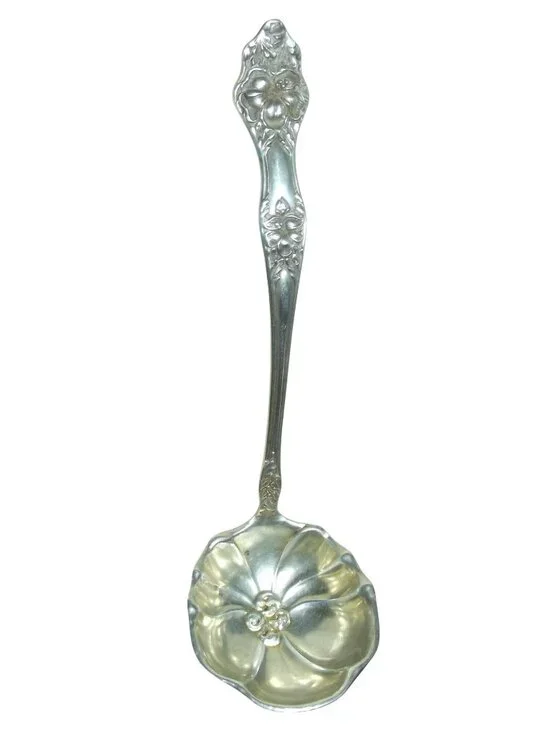 Poppy by Baker-Manchester Sterling Silver Sauce Ladle w/flower in bowl 5-3/4