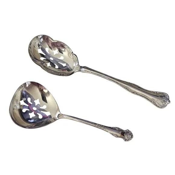 Vintage WM A. Rogers Silverplate OES‎ Serving Spoons Set of 2 Masonic Flatware