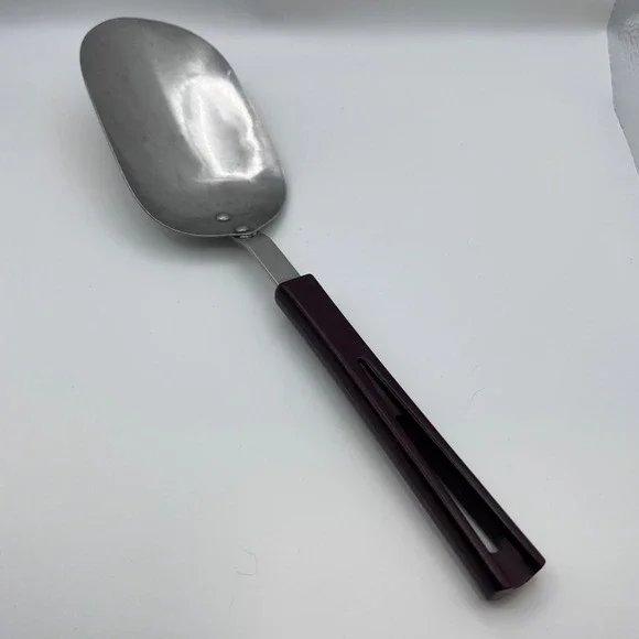 Vintage Stanhome Stanley Home Products Stainless Serving Spoon Burgundy Handle
