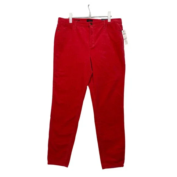 Talbots NWT Red‎ Corduroy Jeggings 14 High Waist Pop of Red Preppy Officecore