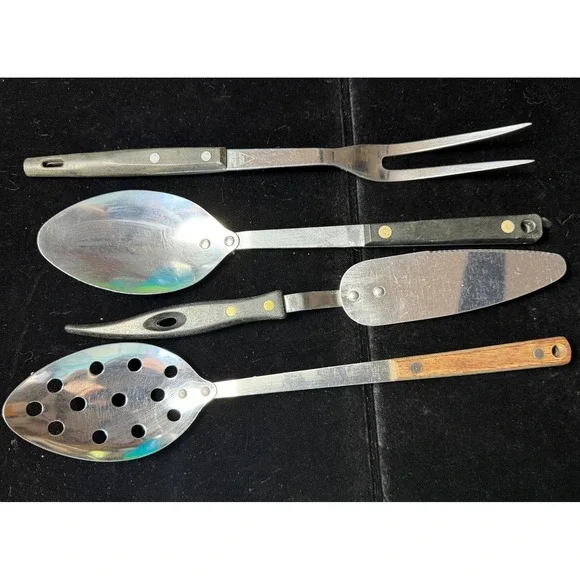 Vintage Stainless Steel Serving Utensils Lot Stanley Bi-Cor Japan 4pc Mixed Set