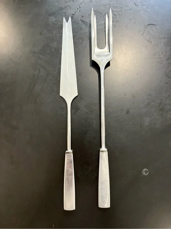 Capri Italy Stainless Steel Carving Fork and Knife Set - Silver