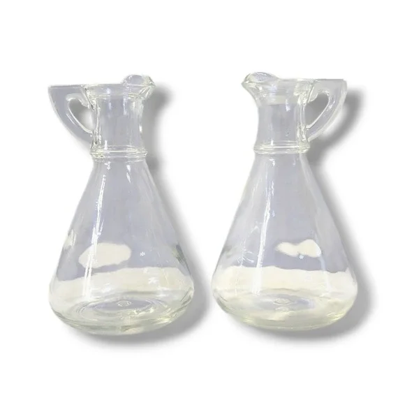 Vintage Everlast Clear Glass Oil and Vinegar Cruet No Toppers Set of‎ 2