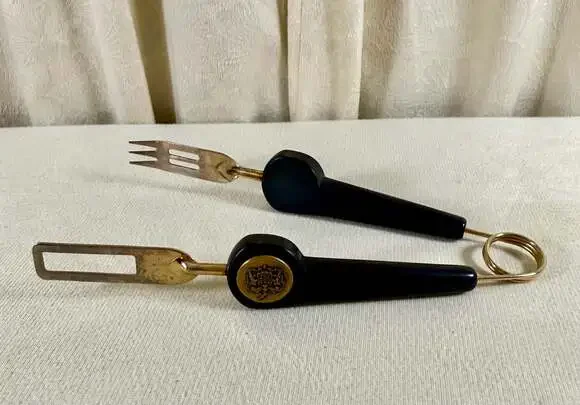 Vintage Gold/silver Toned Black Liquorice Bakelite Handle 