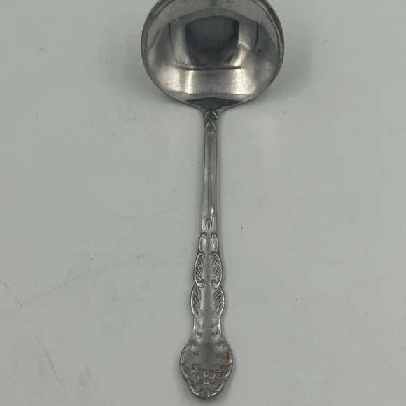 National Stainless Nancy Gravy Ladle Japan Floral Scroll‎ Pattern Sauce Spoon