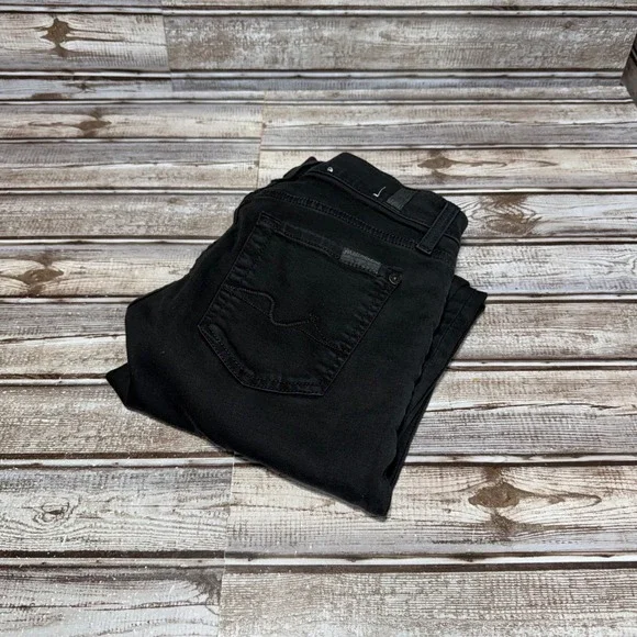 7 For All Mankind Ankle Gwenevere Jeans Womens 26 Black Skinny Low Rise Stretch