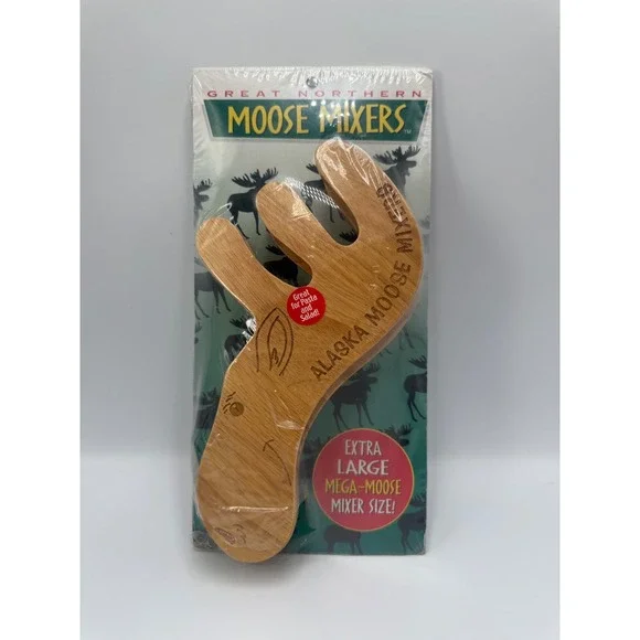 Great Northern Moose Mixers Alaska Wooden Salad Pasta Servers Extra Large New