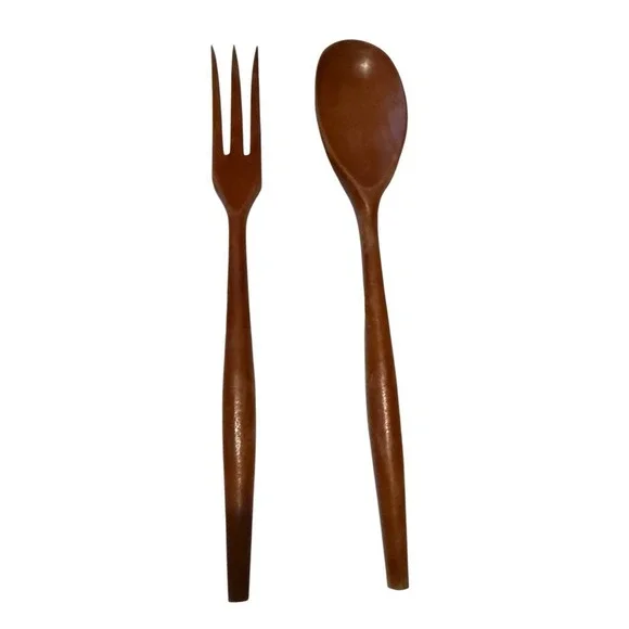 Vintage Wooden Fork & Spoon Tossed Salad MCM BOHO