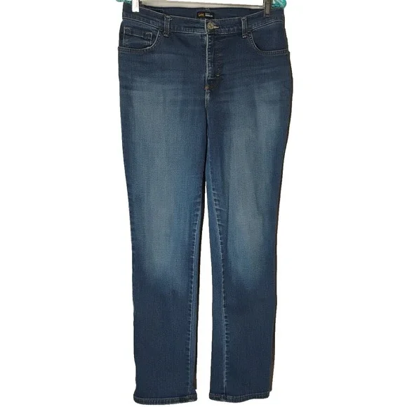 Lee Classic‎ Fit Women's 30x29 Straight Leg Stretch Denim Blue Jeans Dark
