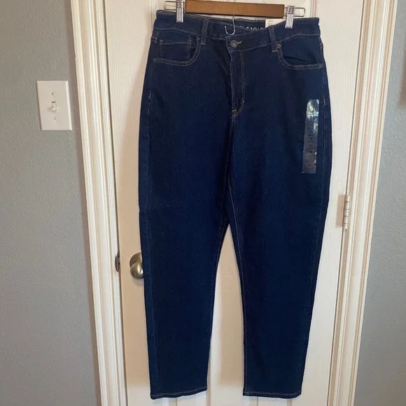 American Eagle Stretch Mom Jeans Dark Ink High Rise Size 10 Regular No. 4684