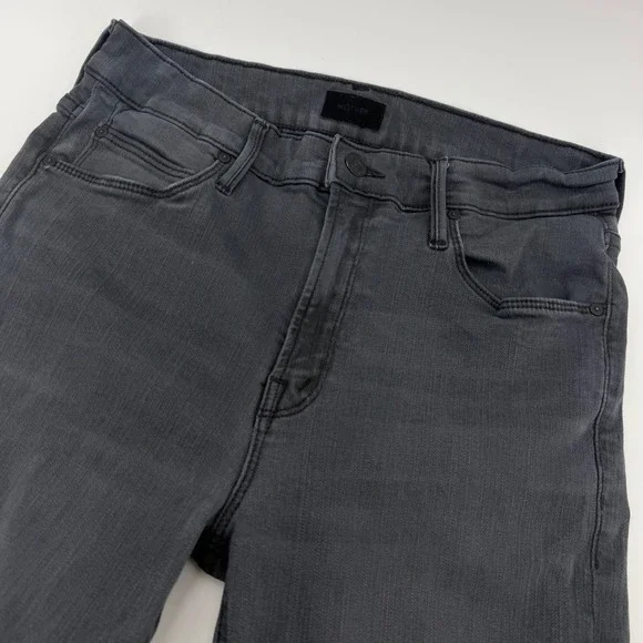 Mother The Mid Rise Dazzler Ankle Step Fray Jeans Women 29 Dark Grey