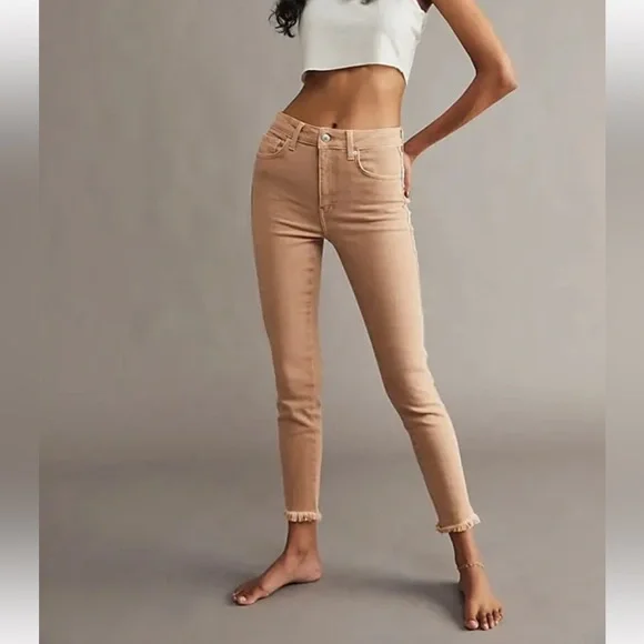 We The Free (Free People) High Rise Skinny  Ankle Jeans, Stretch, Raw Edge sz 26
